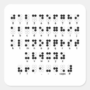 Sticker Carré alphabet braille symbole en lettres aveugles