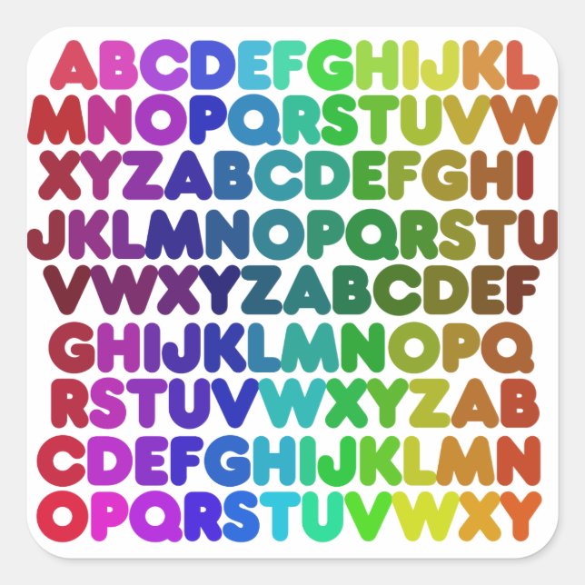 Sticker Carré Alphabet coloré pour un enseignant (Devant)