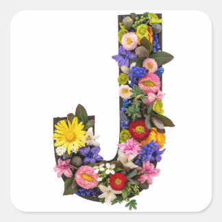 Sticker Carré Alphabet letters flowers 