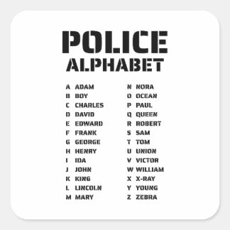 Sticker Carré Alphabet phonétique de la police Tableau Adam Zèbr
