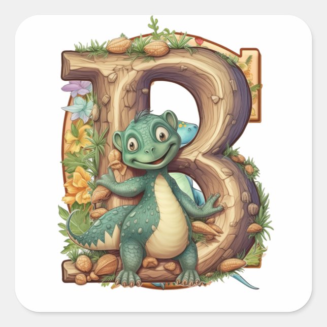 Sticker Carré Alphabets vivants : B est pour Dragon (Devant)