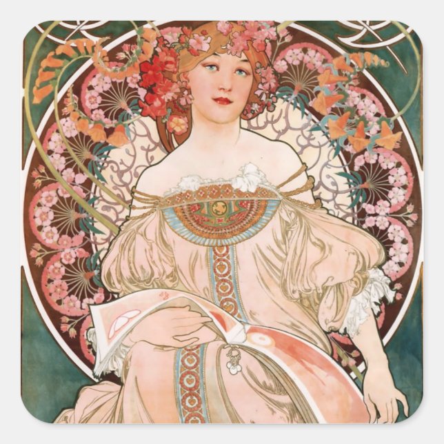 Sticker Carré Alphonse Mucha F. Champenois (Devant)