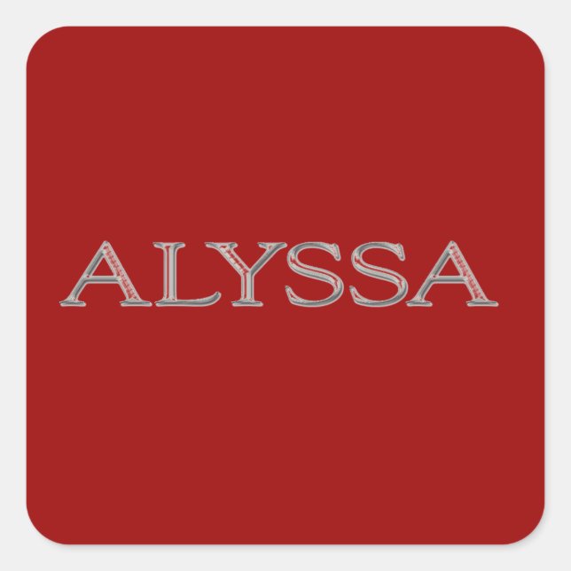 Sticker Carré Alyssa Personnalisé Élevé Lettres (Devant)