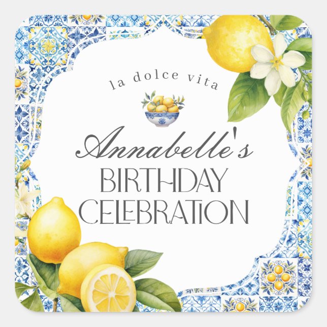Sticker Carré Amalfi Coast Italien Anniversaire de fête Envelopp (Devant)
