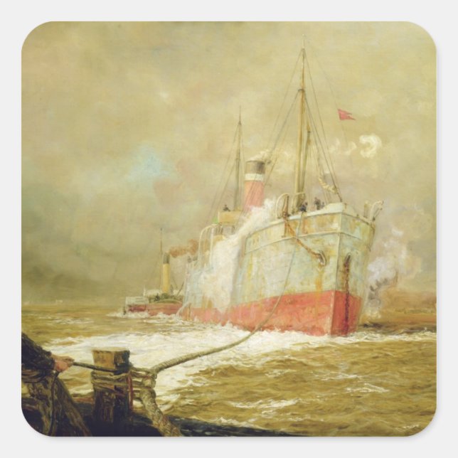 Sticker Carré Amarrage d'un navire de fret (Devant)
