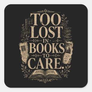 Sticker Carré Amateur d'academia sombre lecteur de livres vintag