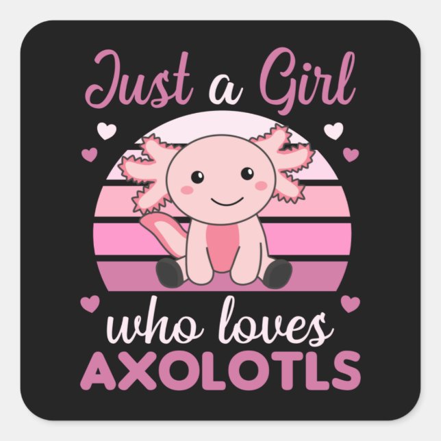 Sticker Carré Amateurs Axolotl Animaux Douces Pour Filles Carré  (Devant)