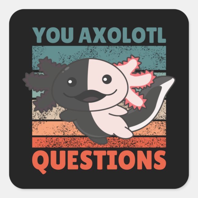 Sticker Carré Amateurs Axolotl Animaux doux Enfants Axolotl Carr (Devant)