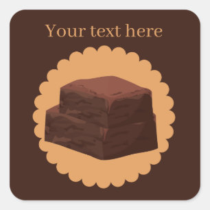 Sticker Carré Amateurs de brownie mignon ajouter du texte