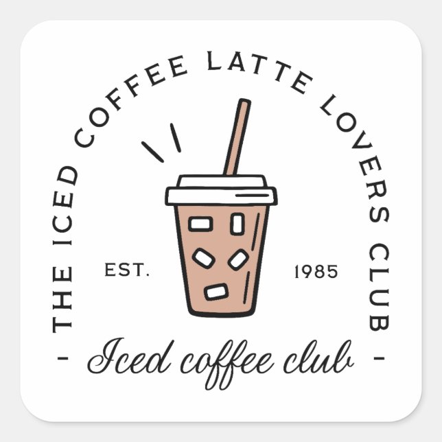 Sticker Carré Amateurs de latte de café glacé club filles esthét (Devant)