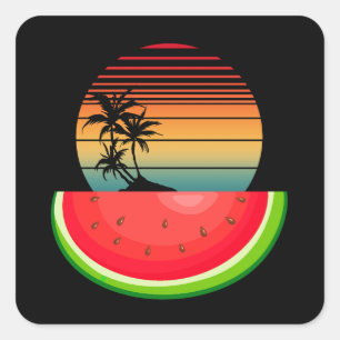 Sticker Carré Ambiance estivale Coucher de soleil Pastèque