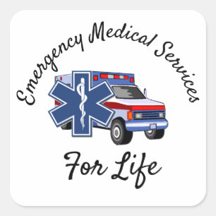 Sticker Carré Ambulance EMS pour la vie