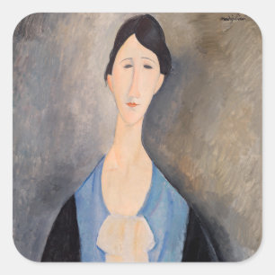 Sticker Carré Amedeo Modigliani - Jeune femme en bleu