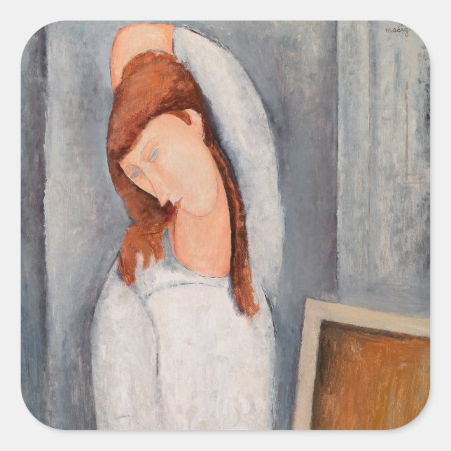 Sticker Carré Amedeo Modigliani - Portrait Jeanne Hebuterne #1 (Devant)