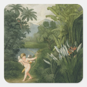 Sticker Carré Aménagez en parc avec le cupidon visant une flèche