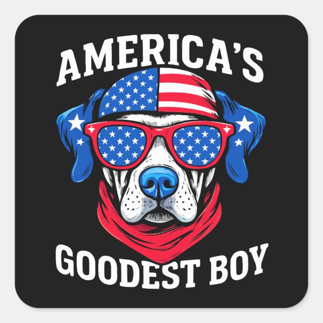 Sticker Carré America’s Goodest Boy Dog (Devant)