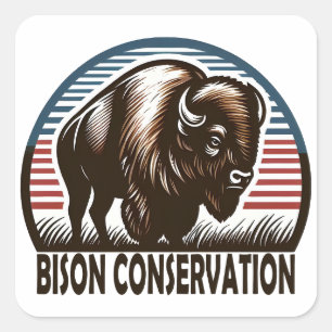 Sticker Carré American Bison Conservation World Wildlife Day