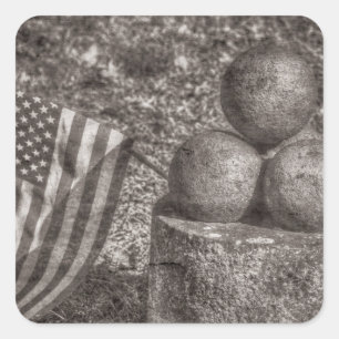Sticker Carré American Civil War Cannon Balls Vintage
