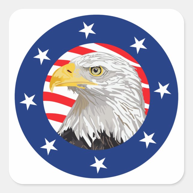 Sticker Carré American Eagle Design (Devant)