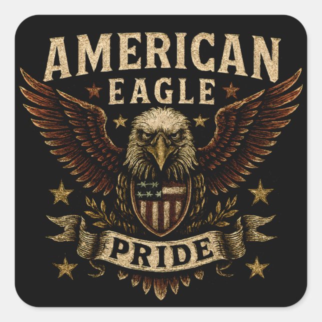 Sticker Carré American Eagle Pride – Bold USA Freedom (Devant)