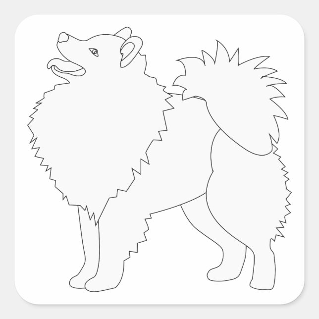 Sticker Carré American Eskimo Chien prêt à la conception couleur (Devant)