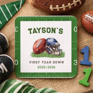 Sticker Carré American Football First Year Down 1st Birthday