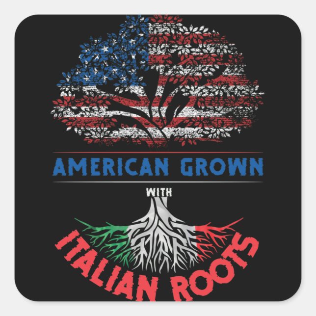 Sticker Carré American Gros Italien Racines USA Drapeau Venezuel (Devant)