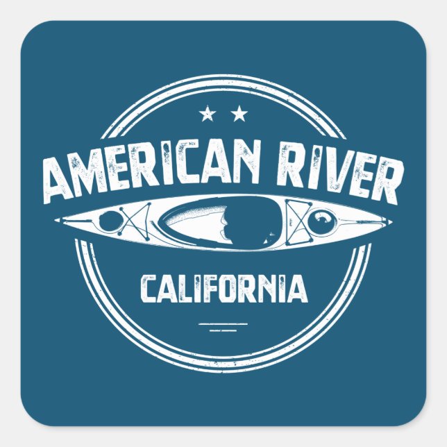 Sticker Carré American River California Kayak (Devant)