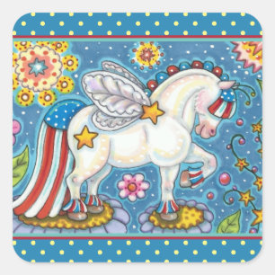 Sticker Carré AMÉRICANA WHIMSYNICKER PATRIOTIQUE PONY Imaginaire