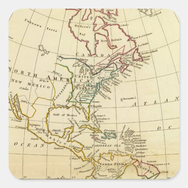 Sticker Carré Amérique 7 (Devant)