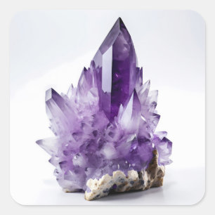 Sticker Carré Améthyste Crystal Cluster Gemstone Purple Gem