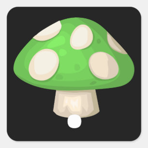 Sticker Carré Ameublement chatoyant salle déco champignon vert