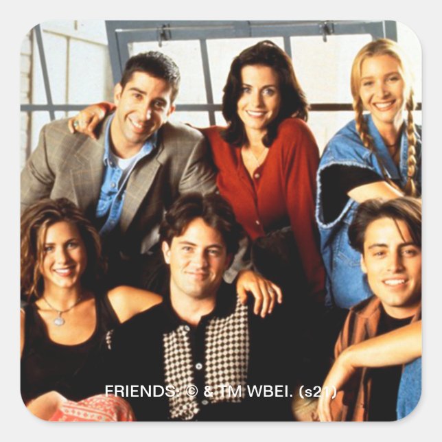 Sticker Carré AMIS™ | Cast assis dans l'appartement de Monica (Devant)