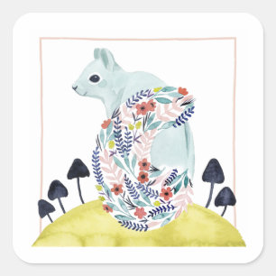 Sticker Carré Amis de Clementine   Écureuil d'art populaire