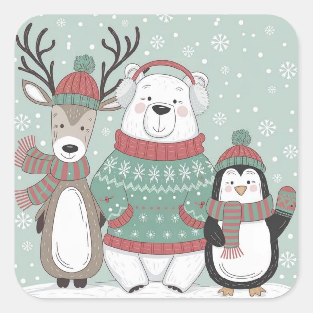 Sticker Carré Amis d'hiver (Devant)
