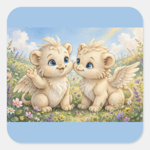 Sticker Carré Amis Griffin Douillet – Fantaisie Aquarelle Mignon
