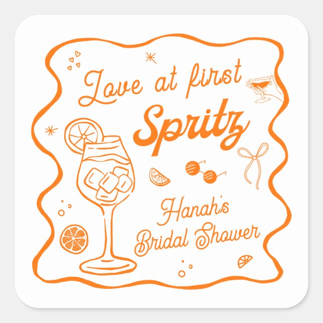 Sticker Carré Amour au premier spritz nuptiale (Devant)