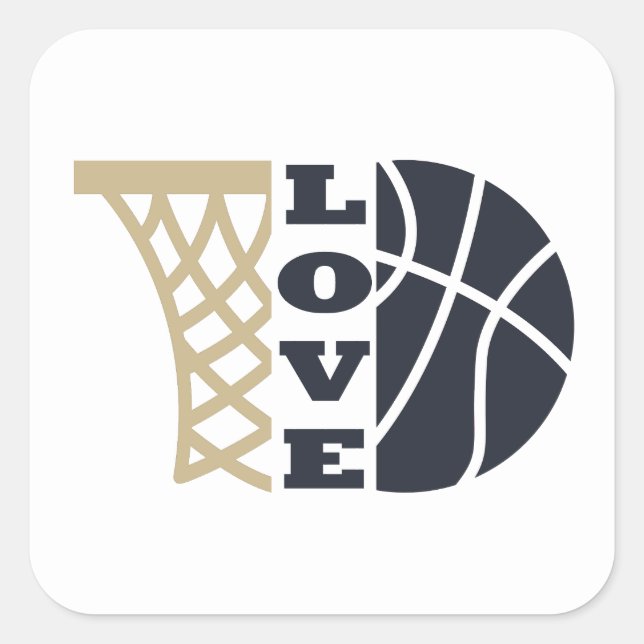 Sticker Carré amour basket-ball et balle bleue (Devant)