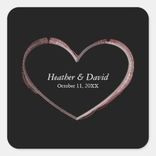 Sticker Carré Amour Coeur Attractif Charming Mariage