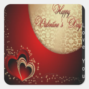 Sticker Carré Amour de Valentine vous coeur