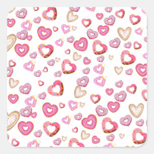 Sticker Carré Amour Donuts de coeur Adorable Cadeaux de la Saint