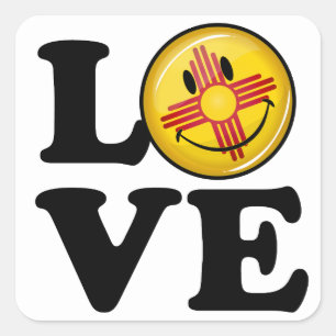 Sticker Carré Amour du Nouveau-Mexique Drapeau souriant