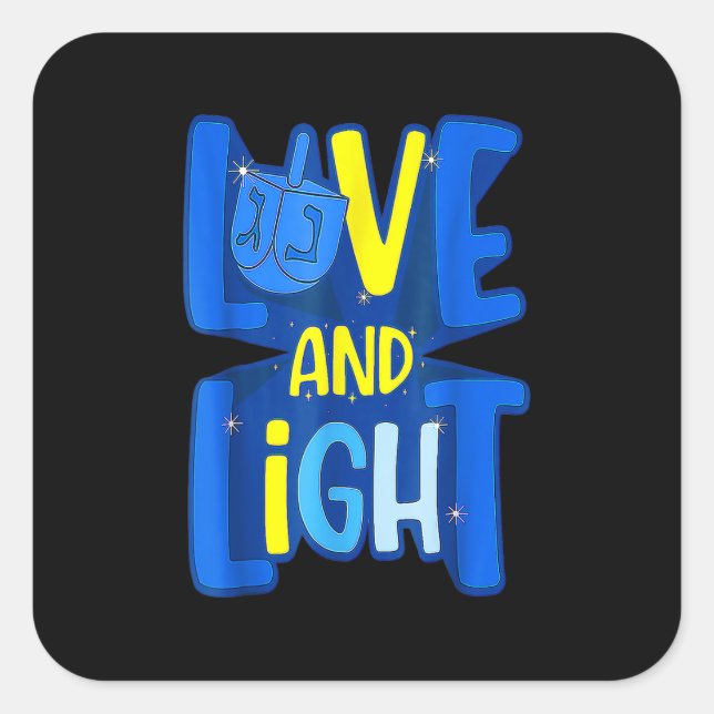 Sticker Carré Amour Et Lumière Hanoukka Menorah Chanukah Ho Juif (Devant)