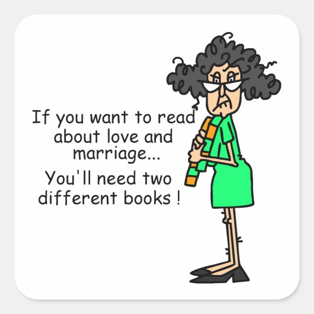 Sticker Carré Amour et mariage Humour (Devant)