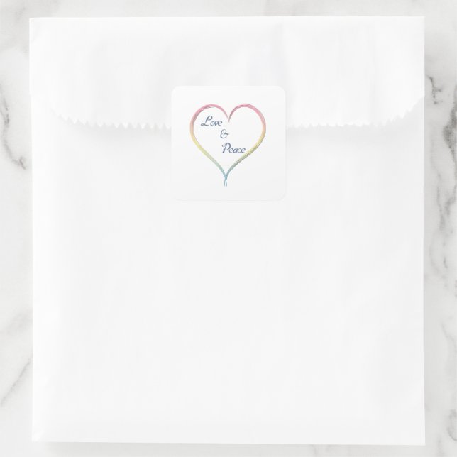 Sticker Carré Amour et paix (Sac)
