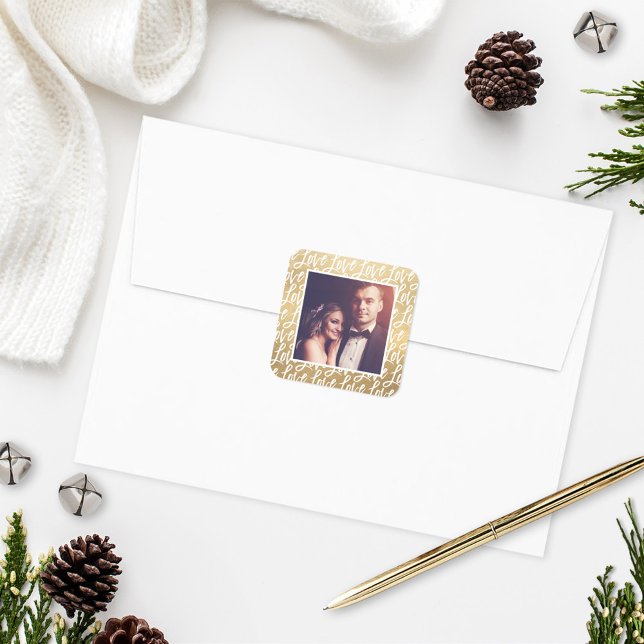 Sticker Carré Amour Moderne en Écriture Wedding Photo (Créateur téléchargé)