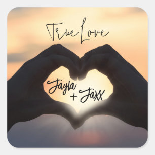 Sticker Carré Amour véritable coucher de soleil Votre cœur dans 