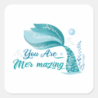 Sticker Carré Amoureuse Femme de sirène Aimante Vous êtes Mer-Ma