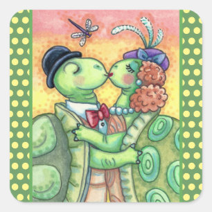 STICKER CARRÉ AMOUREUSES TORTUES S'EMBRASSANT, VALENTINE TARPON