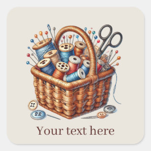 Sticker Carré Amoureux de couture mignons ajoutent du texte 